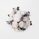 PRESERVED WHITE ROSE AND HYDRANGEA ARRANGEMENT IN WHITE CUBE VASE FOR YACHTS