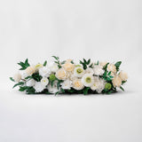 Preserved white and green tropical mixed flower tray long low arrangement for yachts