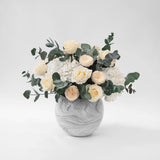 Preserved cream and white rose and hydrangea flower arrangement for yachts