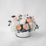 Preserved peach and white flower arrangement for yachts 