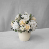 Preserved cream and white flower arrangement for yachts