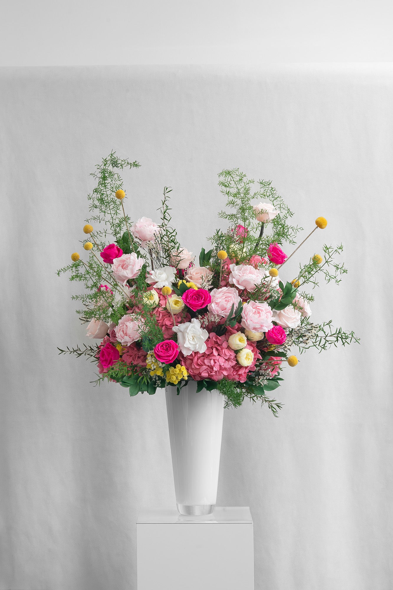 Preserved pink mixed flower arrangement 