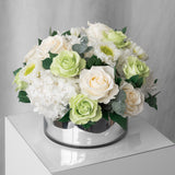 Preserved green and white flower arrangement for yachts