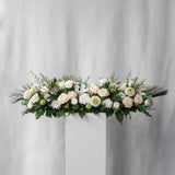 Preserved white and green tropical long low tray flower arrangement for yachts 