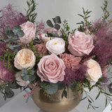 Preserved purple, dusty and cream mixed flower arrangement for yachts