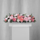 Preserved pink and blush long low flower arrangement for yachts 