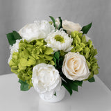 Preserved green and cream mixed tropical flower arrangement for yachts