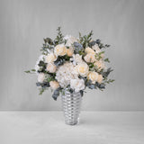 Preserved white flower arrangement for yachts 