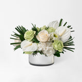 Preserved green and white tropical flower arrangement for yachts 
